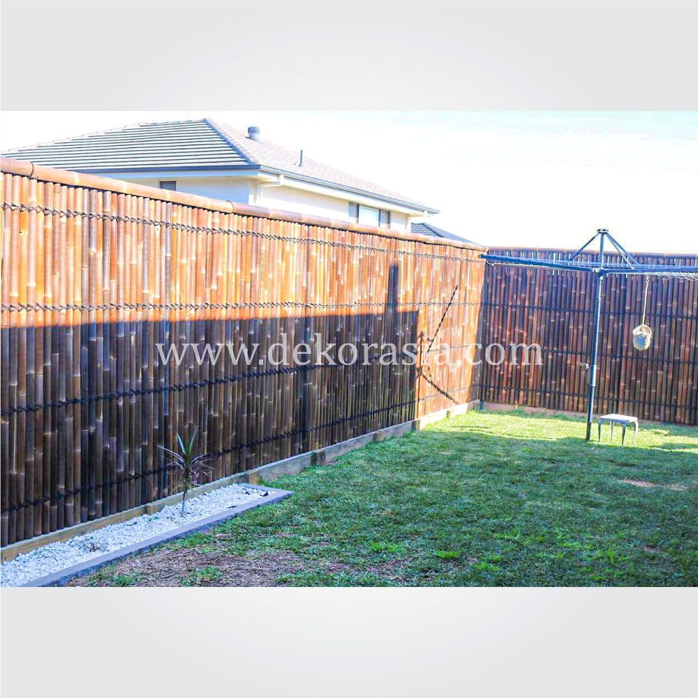 Bamboo Border Natural bamboo fence 2 back slats black coco rope