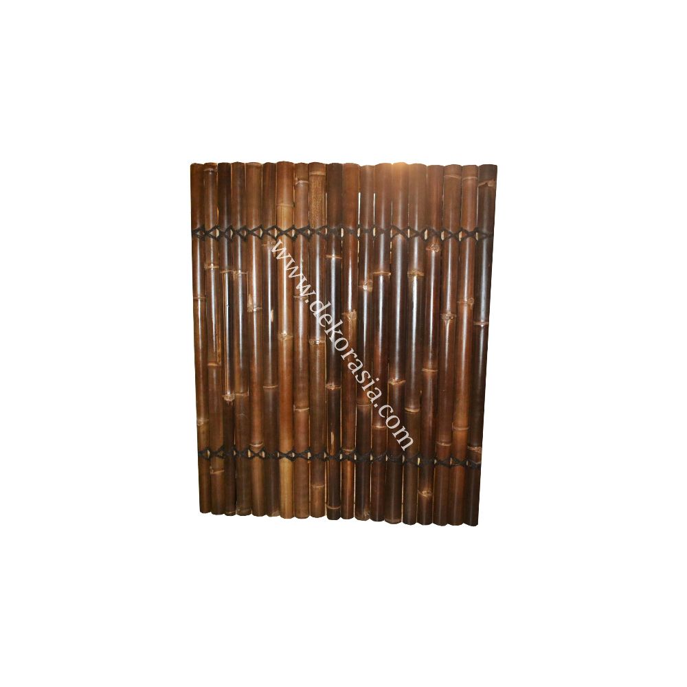 Half Cut Black Bamboo Fence 2 Back Slats Black Coco Rope